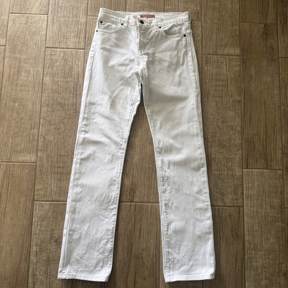 David Kahn White Straight Leg Jeans Womensโ Size 29 Mid Rise Stretch Denim